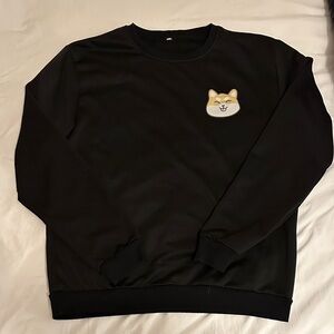 Black Sweatshirt with Shiba Inu Dog